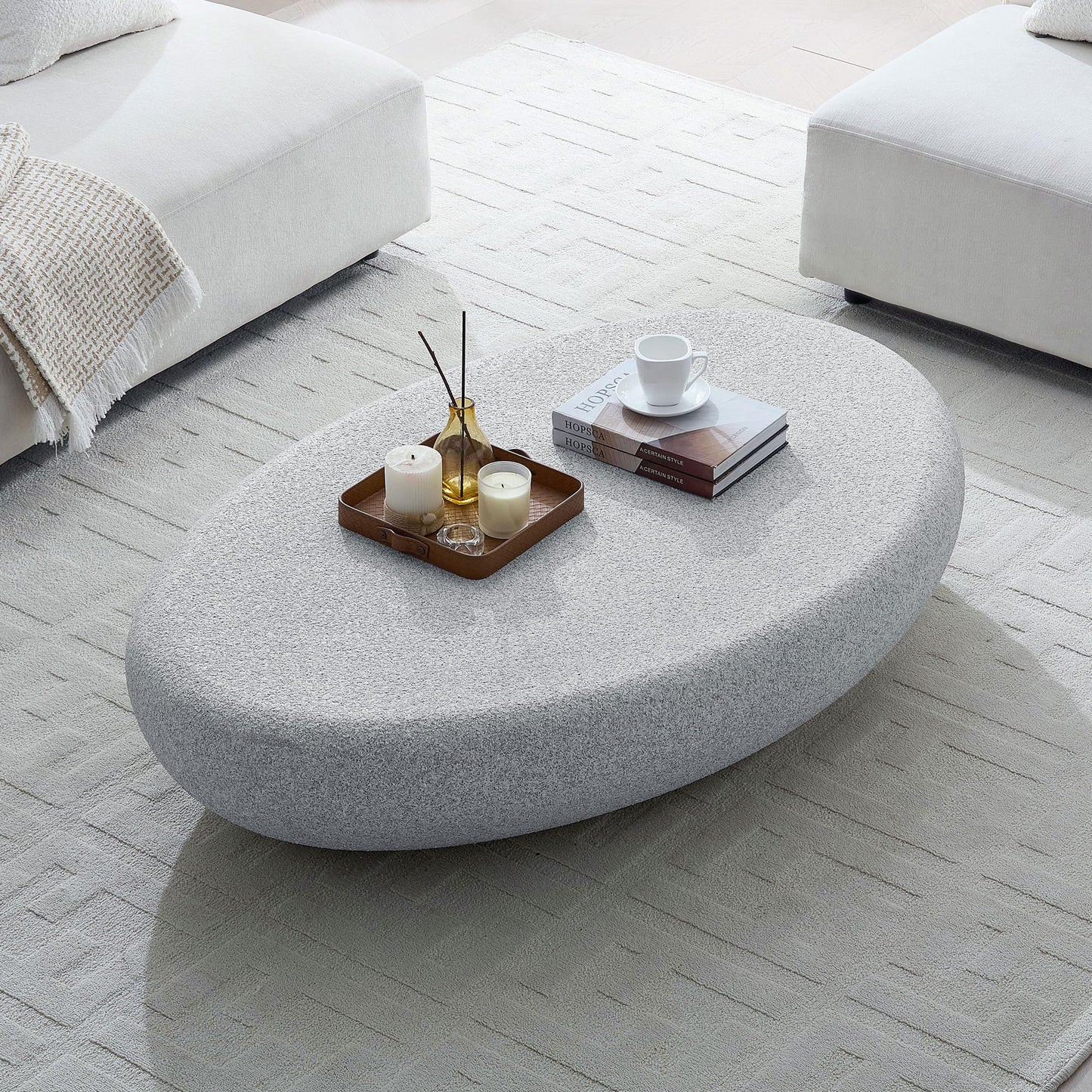 Elliptical Matte Coffee Table with Rounded Edges