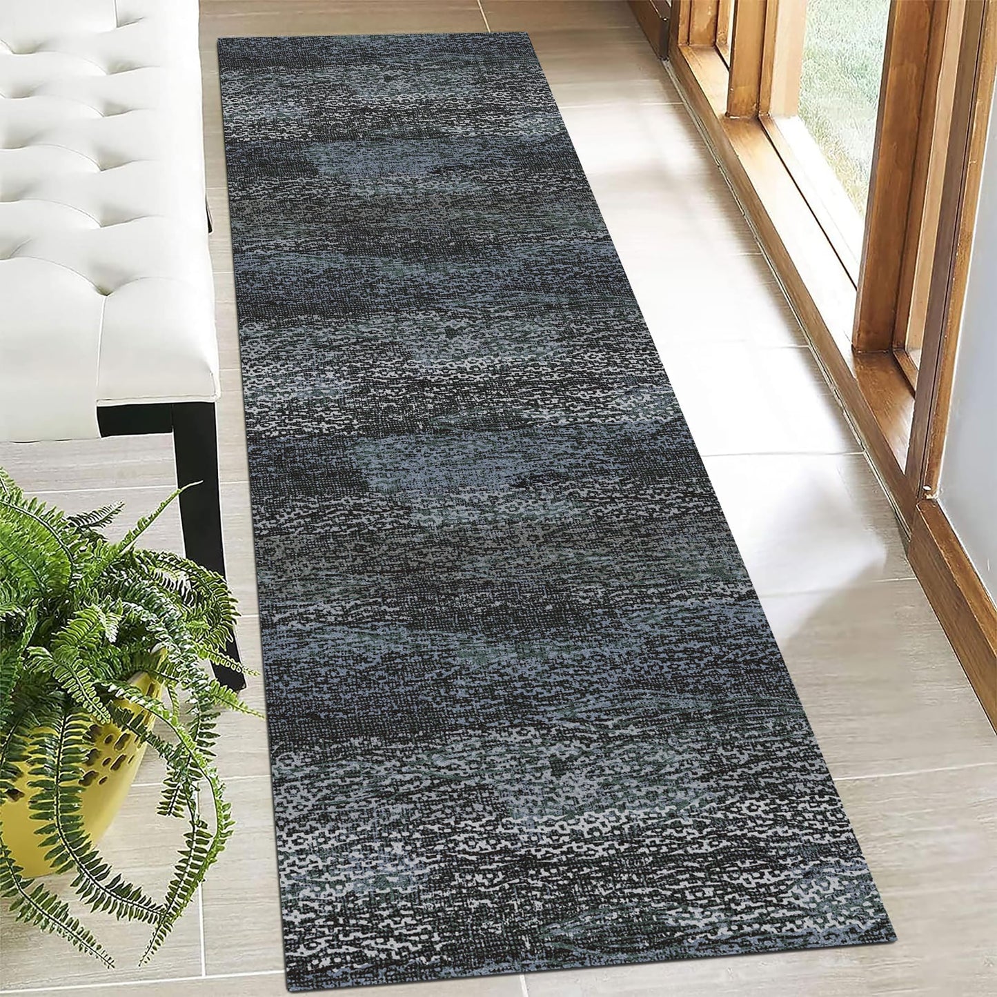 Washable Vintage Tribal Area Rug with Non-Slip Backing
