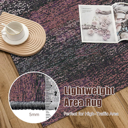 Washable Vintage Tribal Area Rug with Non-Slip Backing