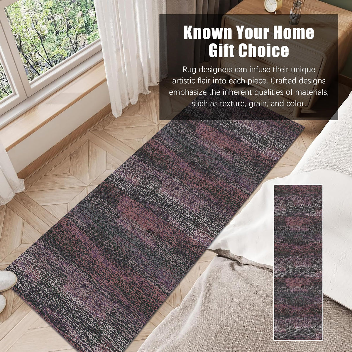 Washable Vintage Tribal Area Rug with Non-Slip Backing