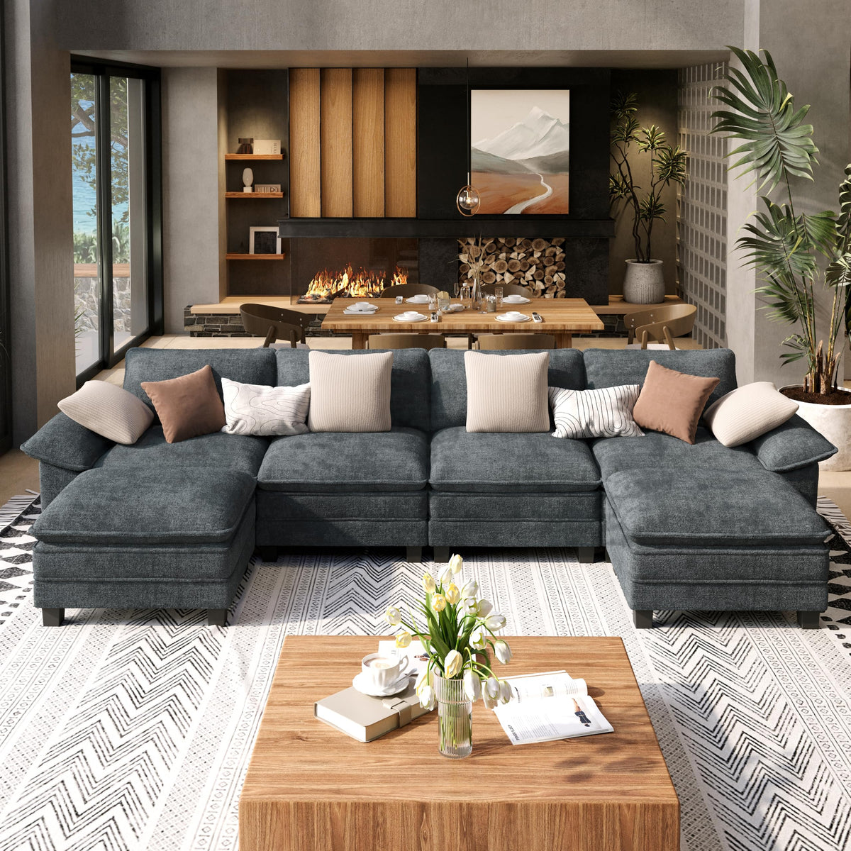 Shaped Modular Cloud Sectional Sofa